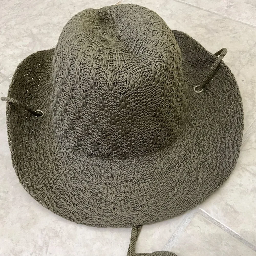 Kolob  Sunhat Woven Poly  Western Outback Green Travel One size